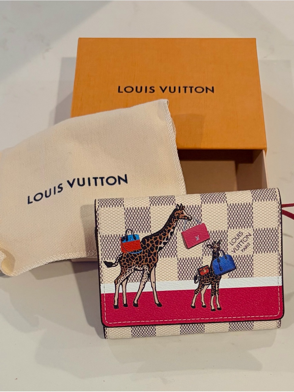 NWT Louis Vuitton Limited Edition Damier Azur Canvas Giraffe Victorine Wallet